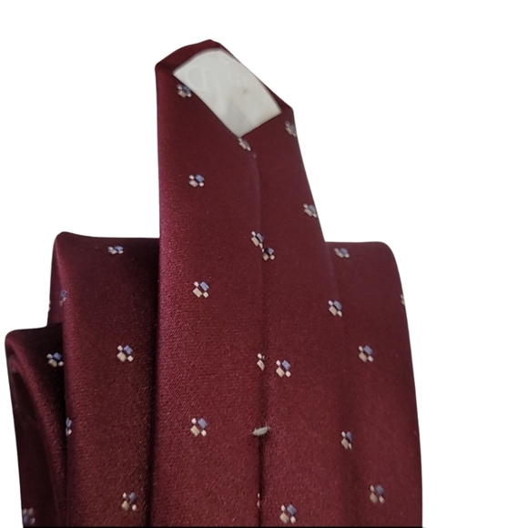 Christian Dior Tie Necktie Maroon Polyester Silk Blend 54" - Picture 4 of 6